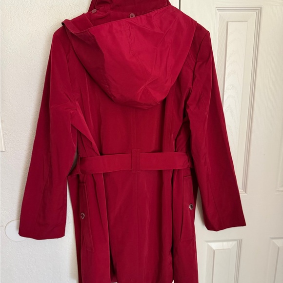 London Fog Women's Vibrant Red Trench Coat - Picture 3 of 5